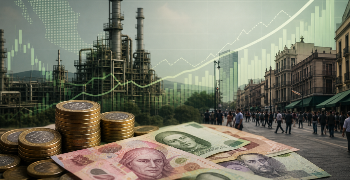 Composición editorial sobre economía mexicana, industria y comercio