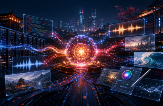 Centro tecnológico con servidores y redes de inteligencia artificial desarrolladas en China