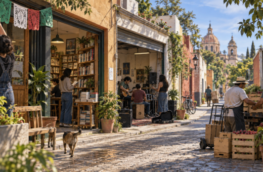 Comercios y proyectos culturales de un barrio mexicano continúan trabajando después de la celebración patria, imagen editorial sobre identidad y economía local.